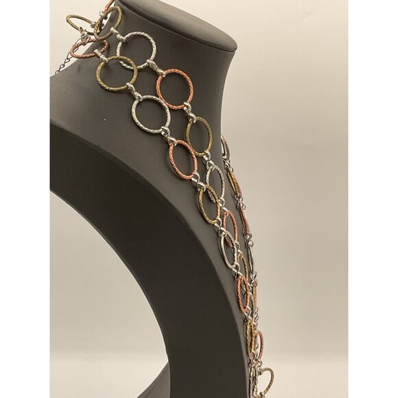 Multi-Color Metal Circle Link Necklace Or Belt 29" Drop - Picture 2 of 5